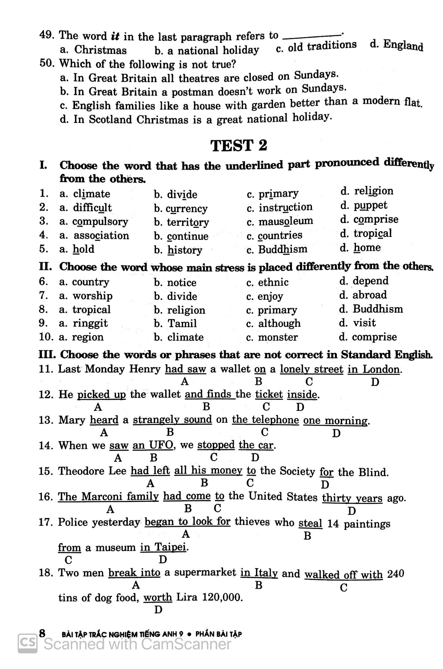 bài tập trắc nghiệm tiếng anh 9 (có đáp án) (tái bản 2018) - Ảnh 8