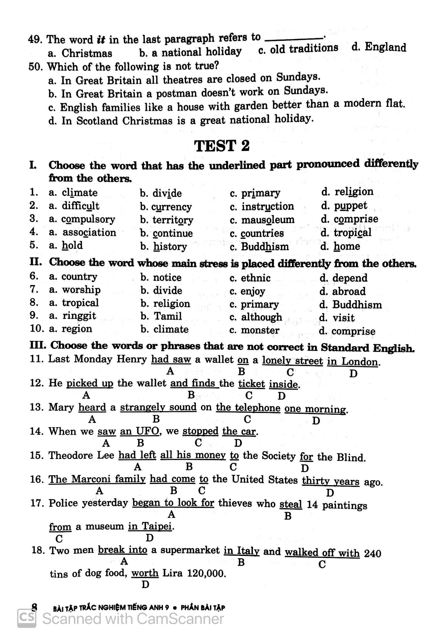 bài tập trắc nghiệm tiếng anh 9 (không đáp án) (tái bản 2018) - Ảnh 8