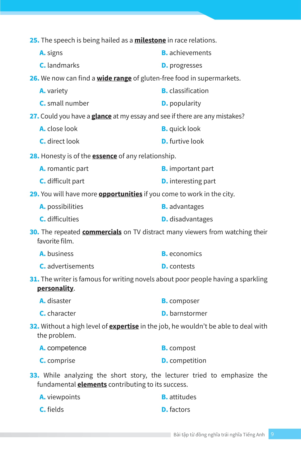 bài tập từ đồng nghĩa, trái nghĩa tiếng anh (ôn thi vào lớp 10 và 10 chuyên) - Ảnh 11