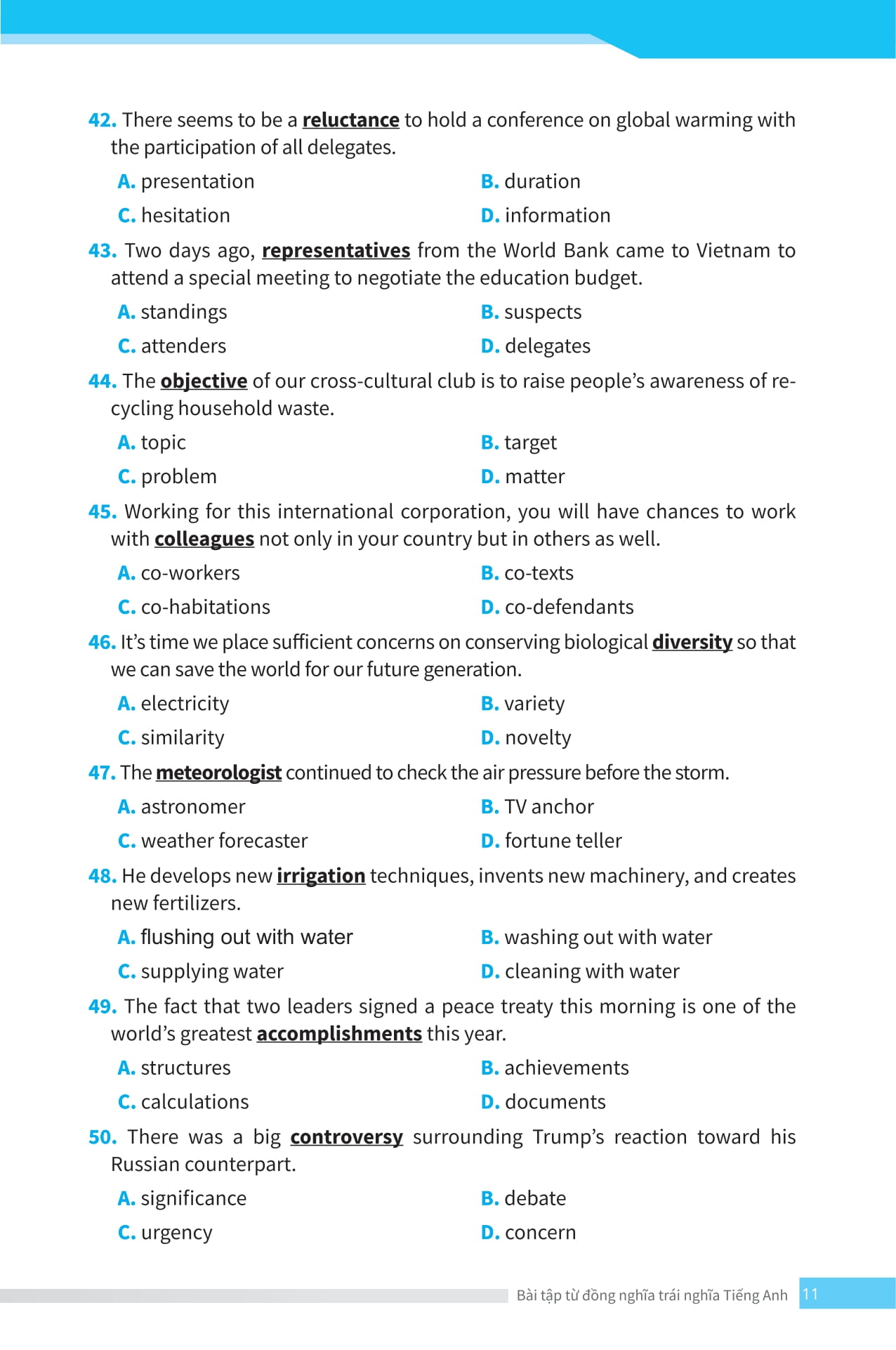 bài tập từ đồng nghĩa, trái nghĩa tiếng anh (ôn thi vào lớp 10 và 10 chuyên) - Ảnh 13