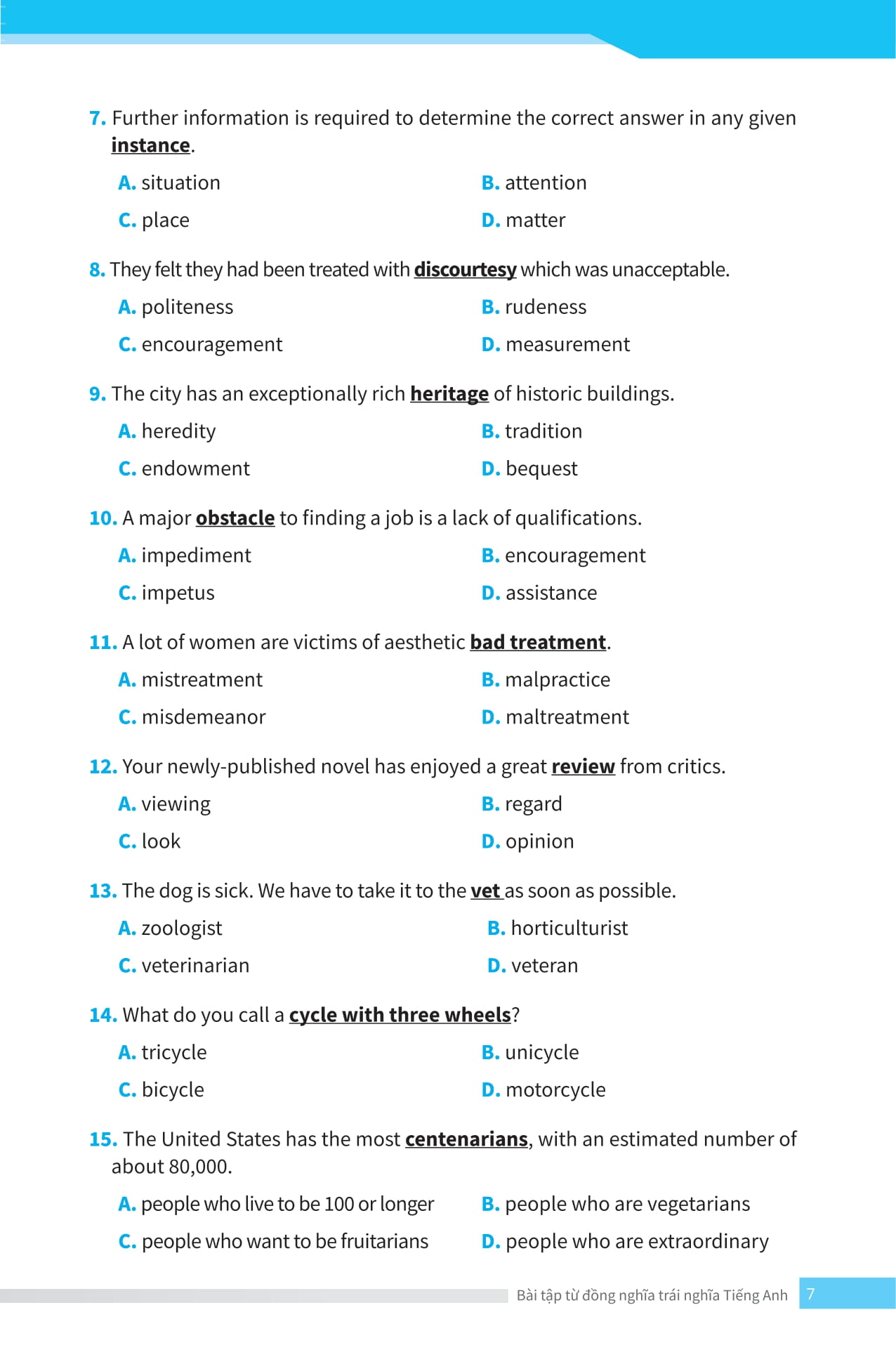 bài tập từ đồng nghĩa, trái nghĩa tiếng anh (ôn thi vào lớp 10 và 10 chuyên) - Ảnh 9