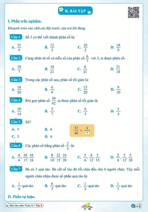 bài tập tuần toán 4 - tập 2 (kết nối) - Ảnh 5