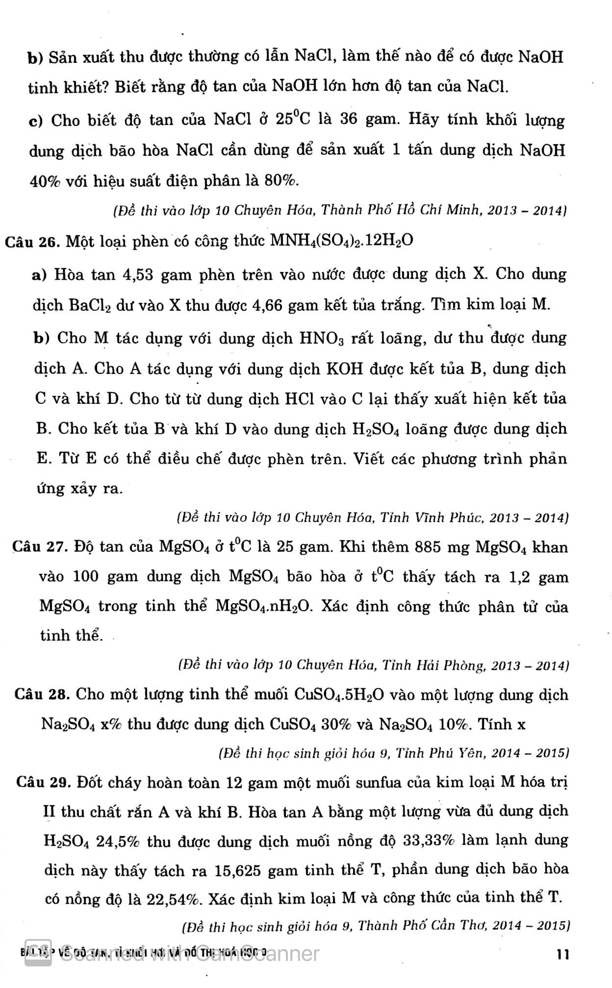 bài tập về độ tan - tỉ khối hơi và đồ thị - hóa học 9 - Ảnh 10