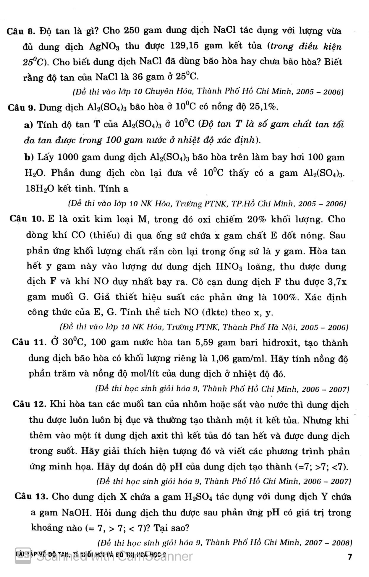 bài tập về độ tan - tỉ khối hơi và đồ thị - hóa học 9 - Ảnh 6