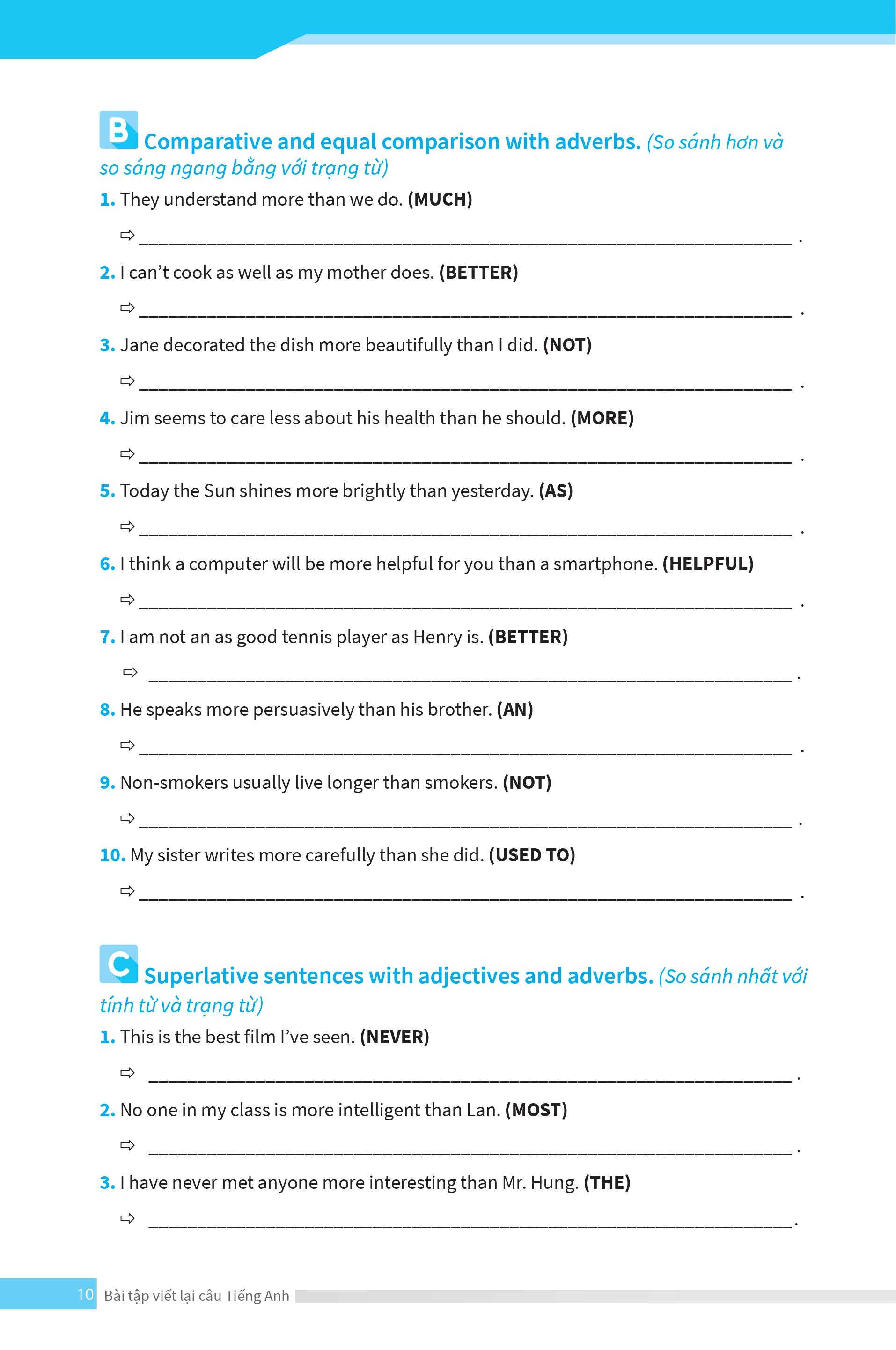 bài tập viết lại câu tiếng anh ( ôn thi vào lớp 10 và 10 chuyên ) - Ảnh 12