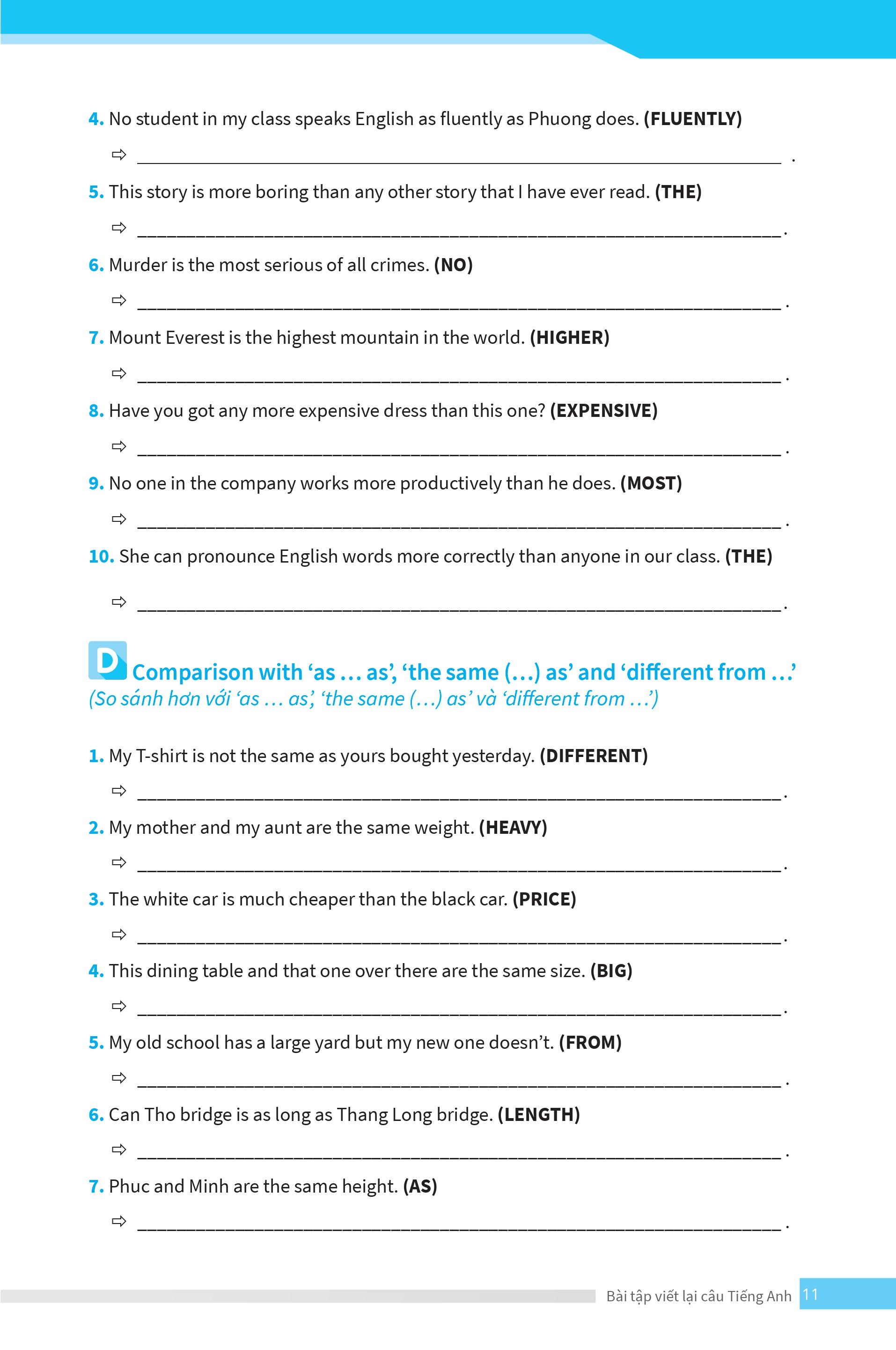 bài tập viết lại câu tiếng anh ( ôn thi vào lớp 10 và 10 chuyên ) - Ảnh 13