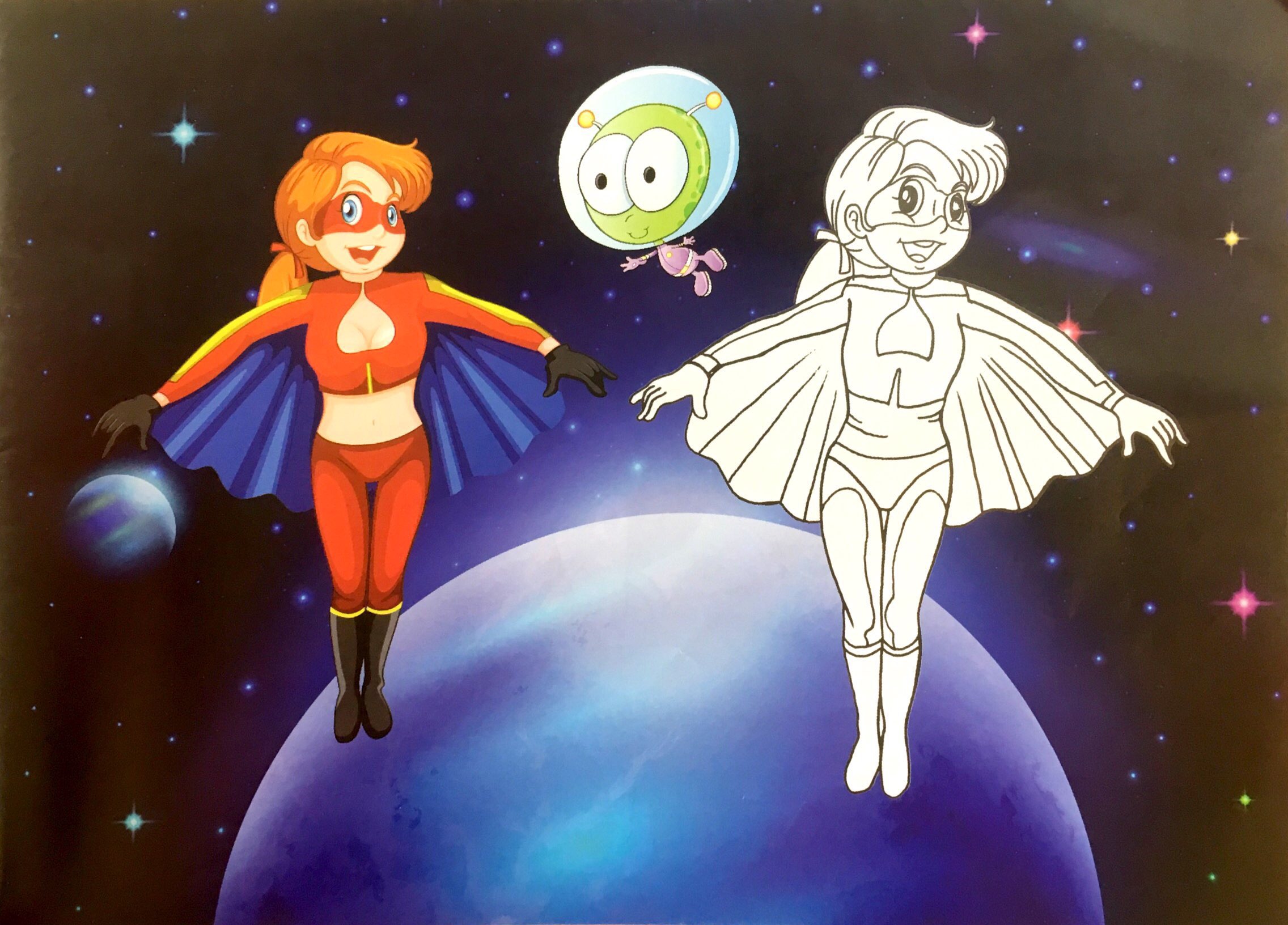 bé chơi với bút màu - siêu nhân với vũ trụ - Ảnh 5