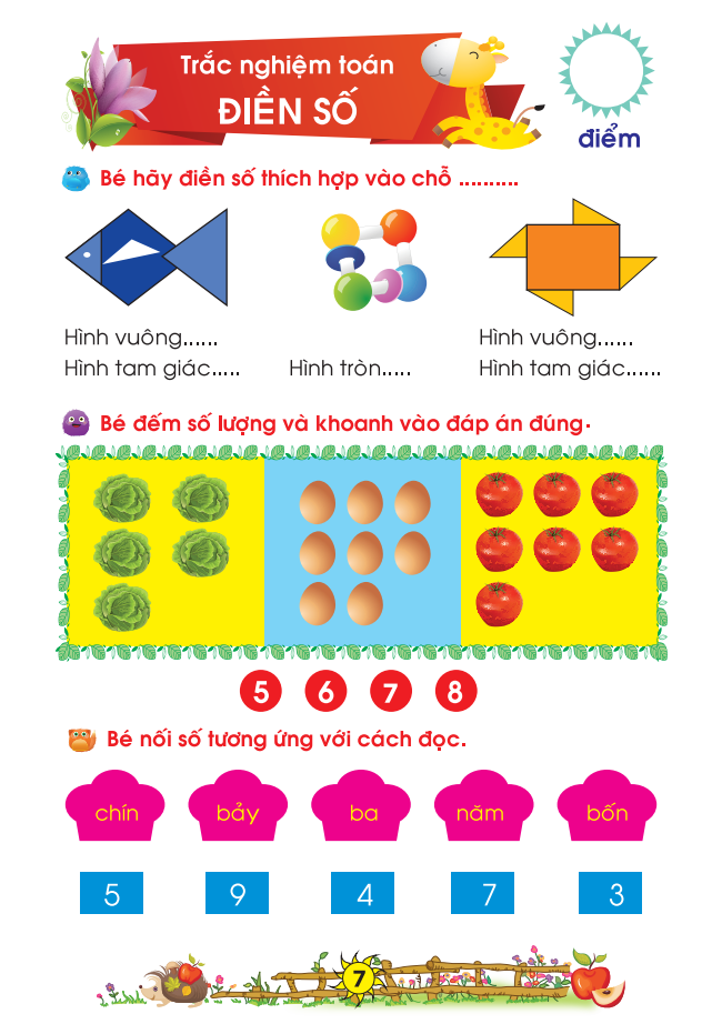 bé chuẩn bị vào lớp 1 - vở bé làm toán trắc nghiệm (dành cho bé từ 5-6 tuổi) (tái bản 2021) - Ảnh 8