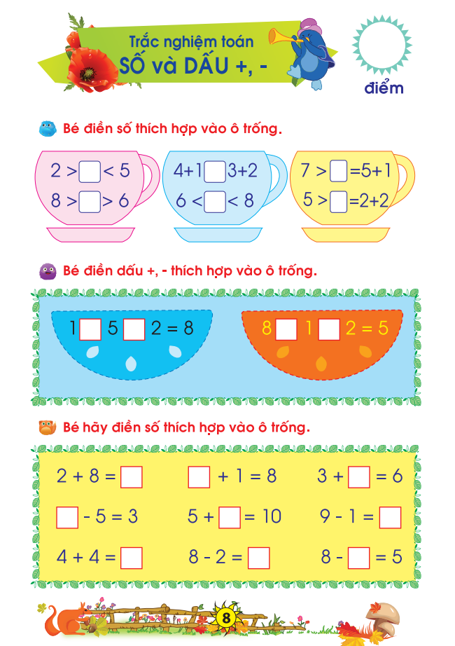 bé chuẩn bị vào lớp 1 - vở bé làm toán trắc nghiệm (dành cho bé từ 5-6 tuổi) (tái bản 2021) - Ảnh 9