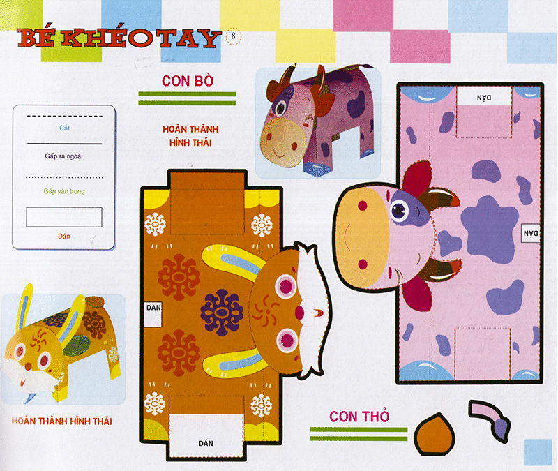 bé khéo tay - cắt và dán hình 3d - giải trí phát triển trí tuệ - Ảnh 10