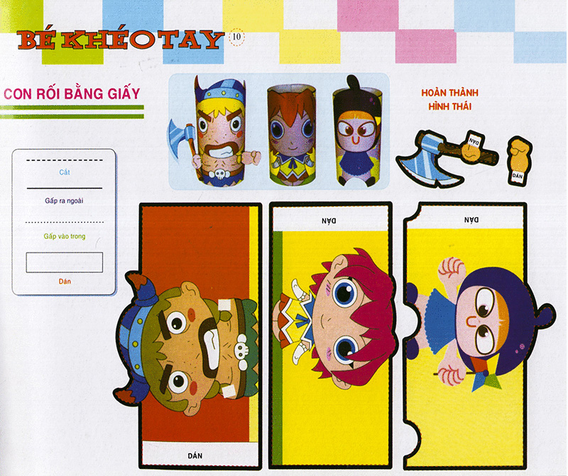 bé khéo tay - cắt và dán hình 3d - giải trí phát triển trí tuệ - Ảnh 12