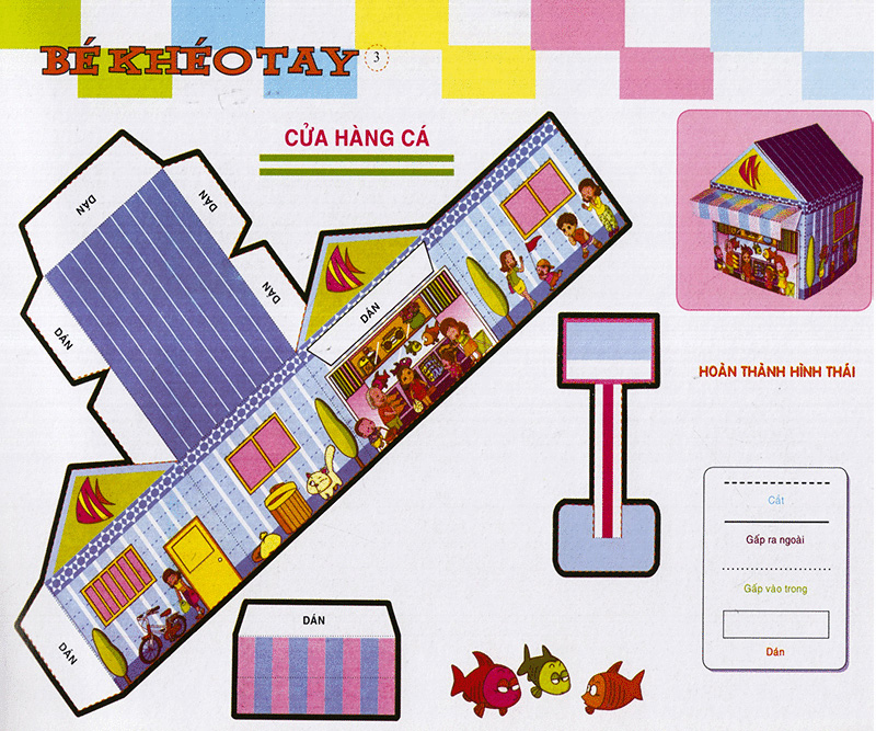 bé khéo tay - cắt và dán hình 3d - giải trí phát triển trí tuệ - Ảnh 5