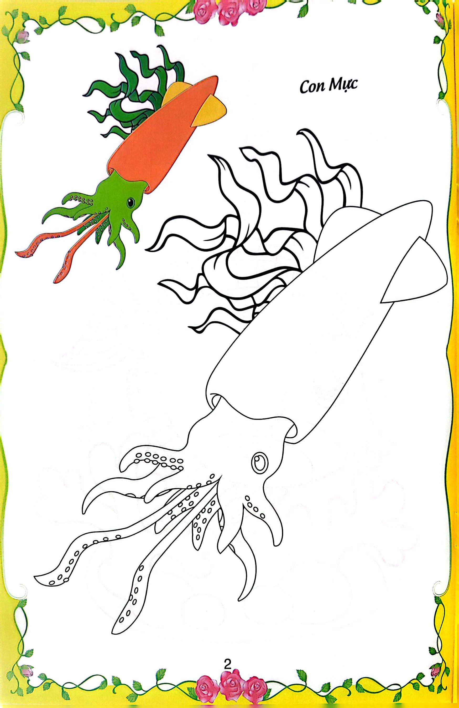 bé tập tô màu - động vật dưới nước (tái bản 2023) - Ảnh 4