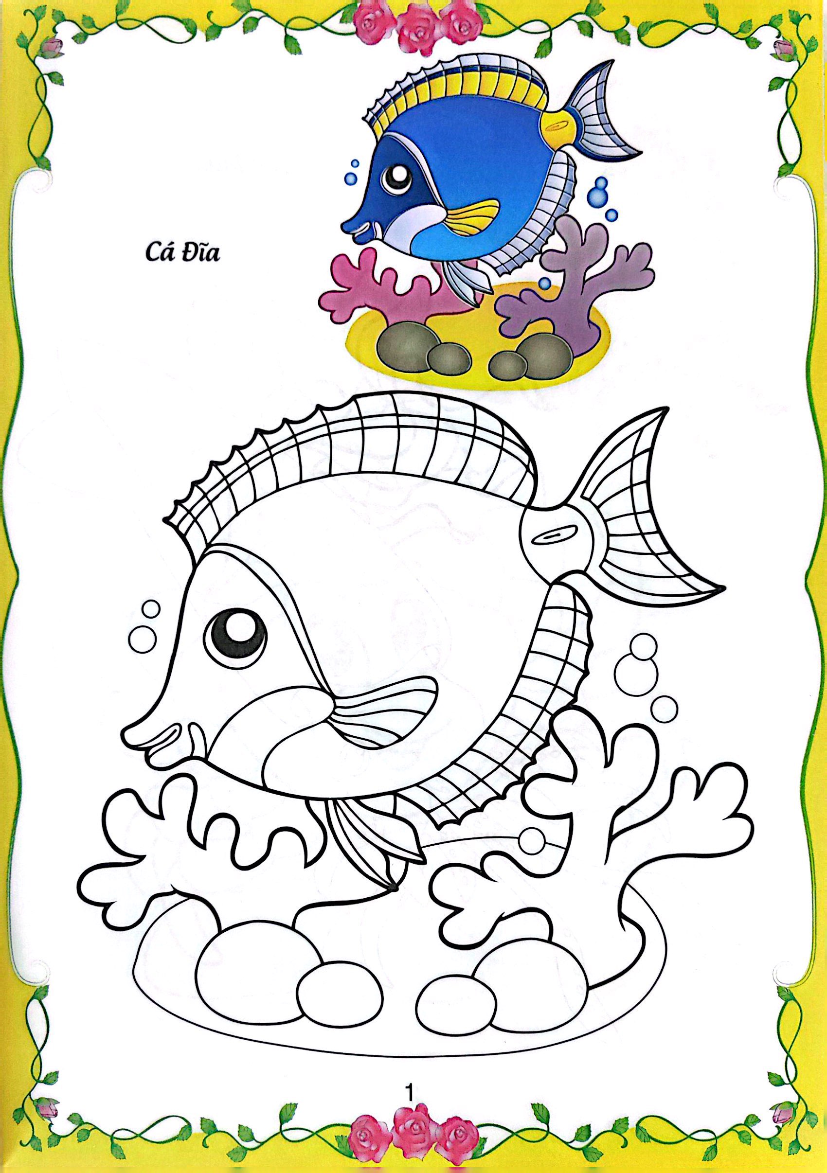 bé tập tô màu - động vật dưới nước (tái bản 2023) - Ảnh 6