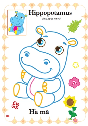 bé tập tô màu mẫu giáo - động vật đáng yêu - song ngữ anh-việt - tập 1 - Ảnh 5