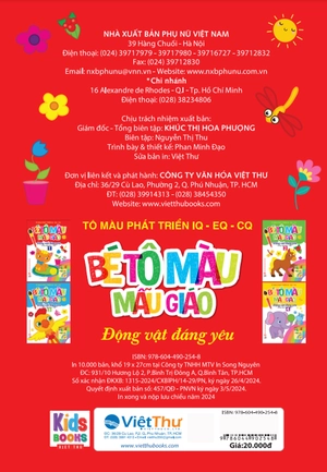 bé tập tô màu mẫu giáo - động vật đáng yêu - song ngữ anh-việt - tập 1 - Ảnh 6