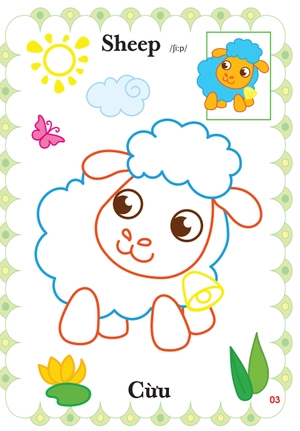 bé tập tô màu mẫu giáo - động vật đáng yêu - song ngữ anh-việt - tập 2 - Ảnh 5