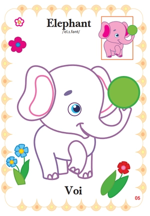 bé tập tô màu mẫu giáo - động vật đáng yêu - song ngữ anh-việt - tập 2 - Ảnh 6