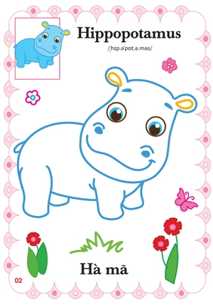 bé tập tô màu mẫu giáo - động vật đáng yêu - song ngữ anh-việt - tập 3 - Ảnh 4