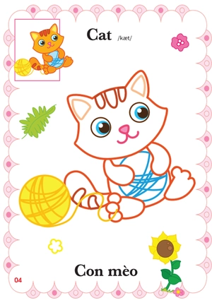 bé tập tô màu mẫu giáo - động vật đáng yêu - song ngữ anh-việt - tập 3 - Ảnh 6