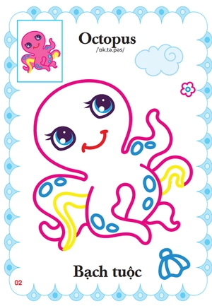 bé tập tô màu mẫu giáo - động vật đáng yêu - song ngữ anh-việt - tập 4 - Ảnh 4