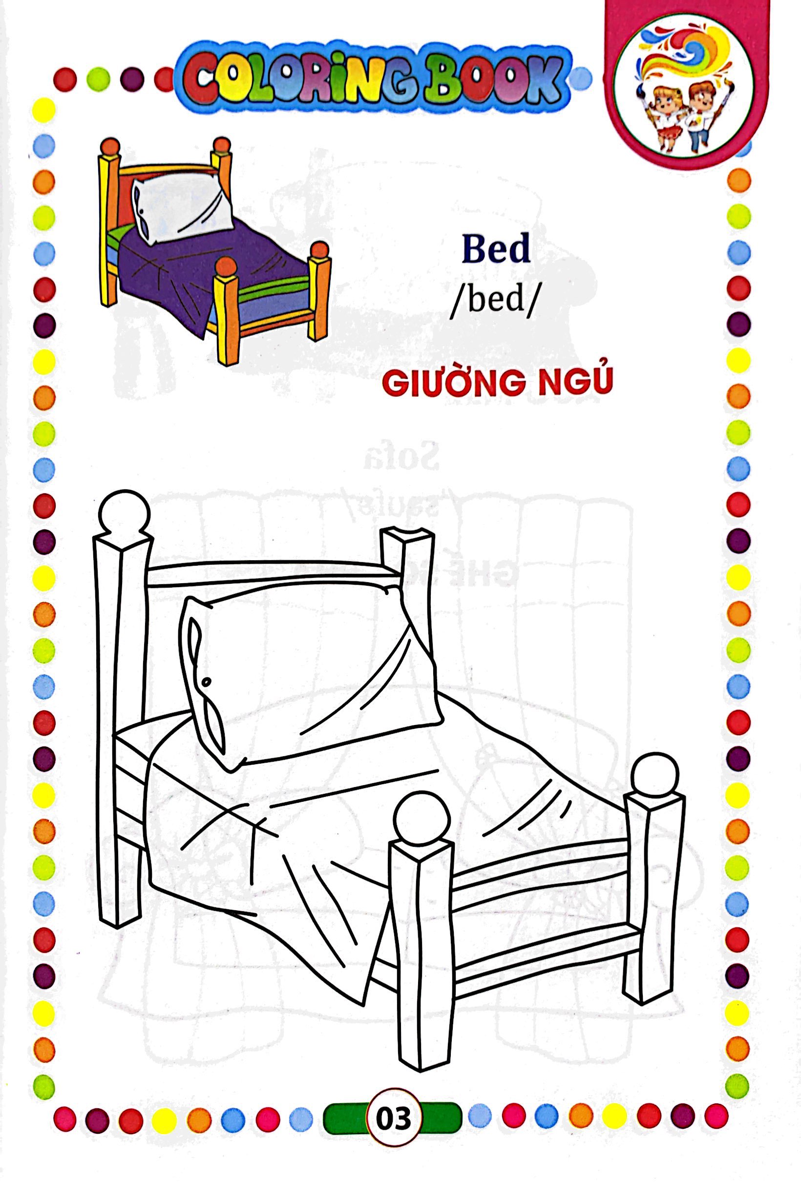 bé tập tô màu - song ngữ anh-việt - đồ dùng gia đình - Ảnh 4