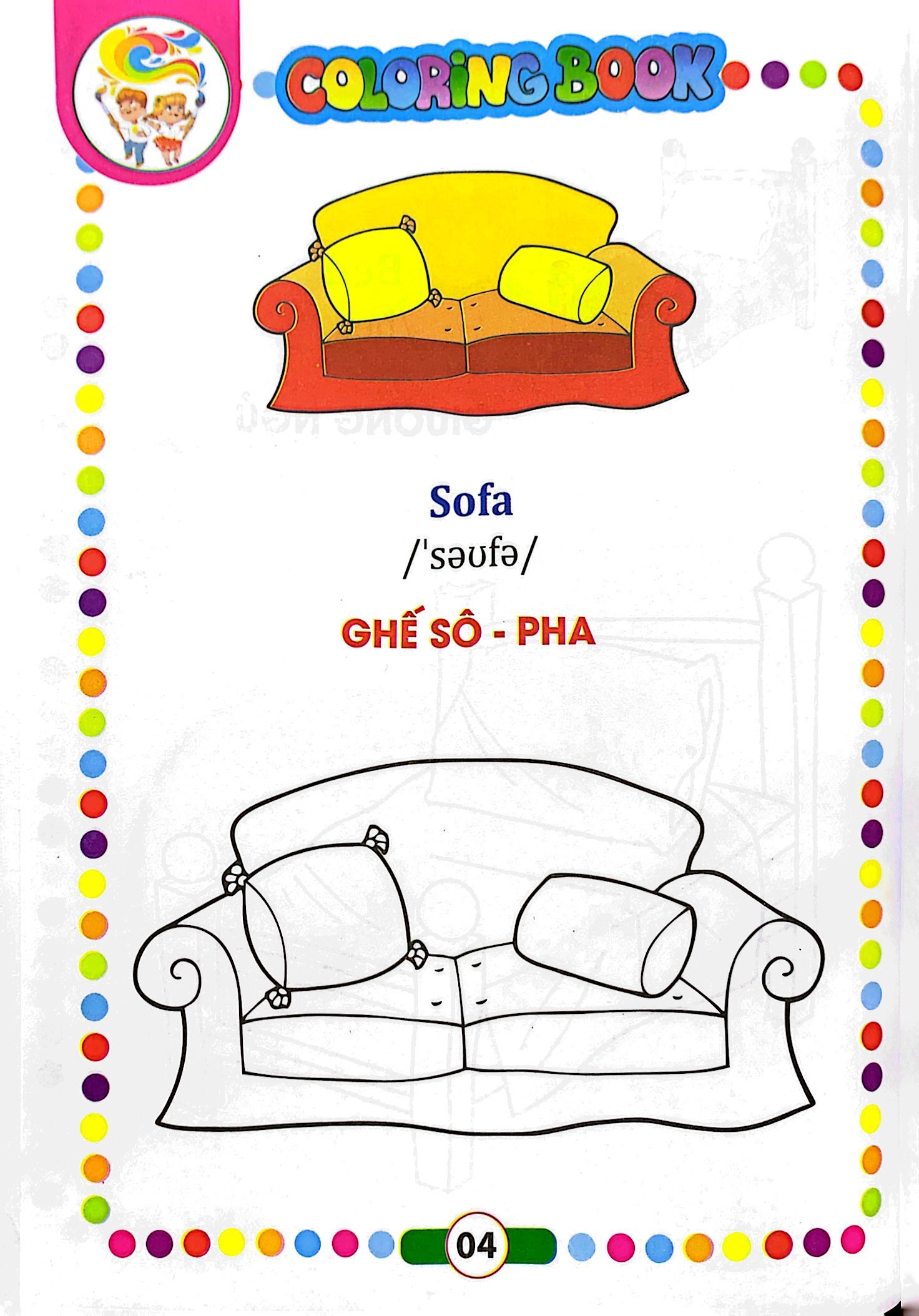 bé tập tô màu - song ngữ anh-việt - đồ dùng gia đình - Ảnh 5