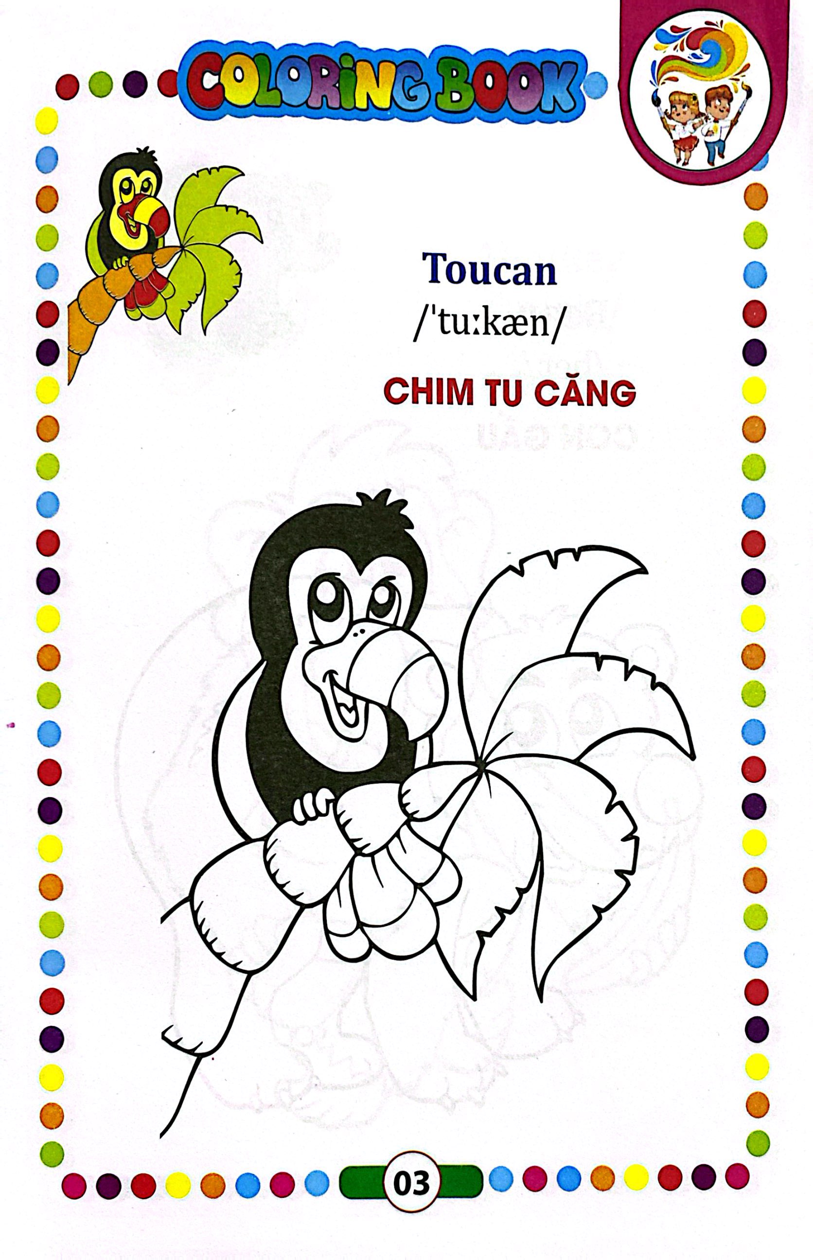 bé tập tô màu - song ngữ anh-việt - động vật hoang dã - Ảnh 4