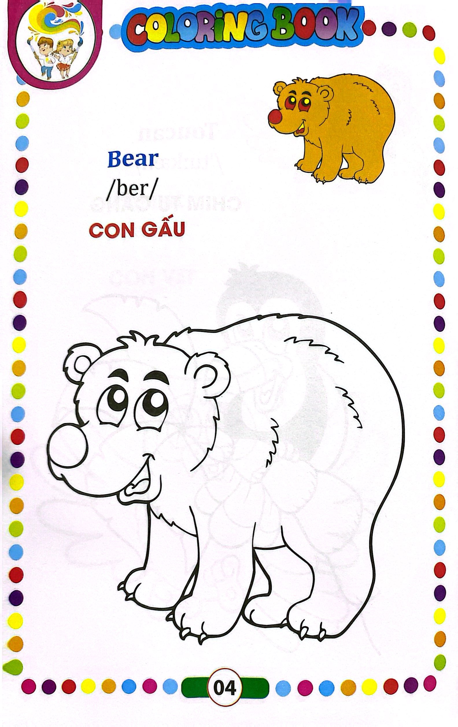 bé tập tô màu - song ngữ anh-việt - động vật hoang dã - Ảnh 5