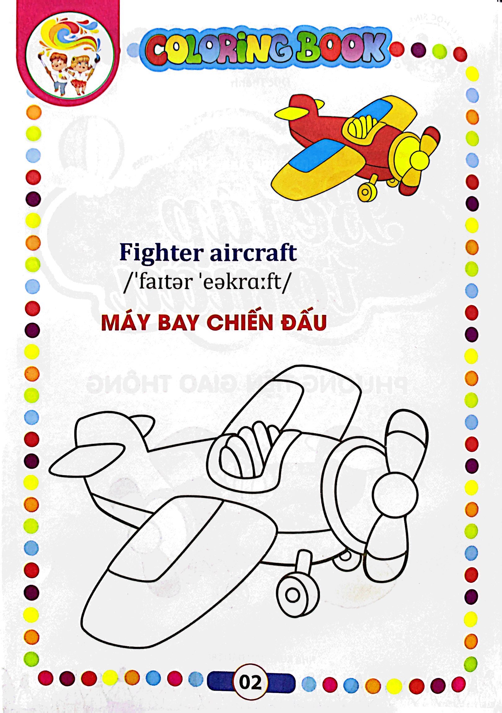 bé tập tô màu - song ngữ anh-việt - phương tiện giao thông - Ảnh 3