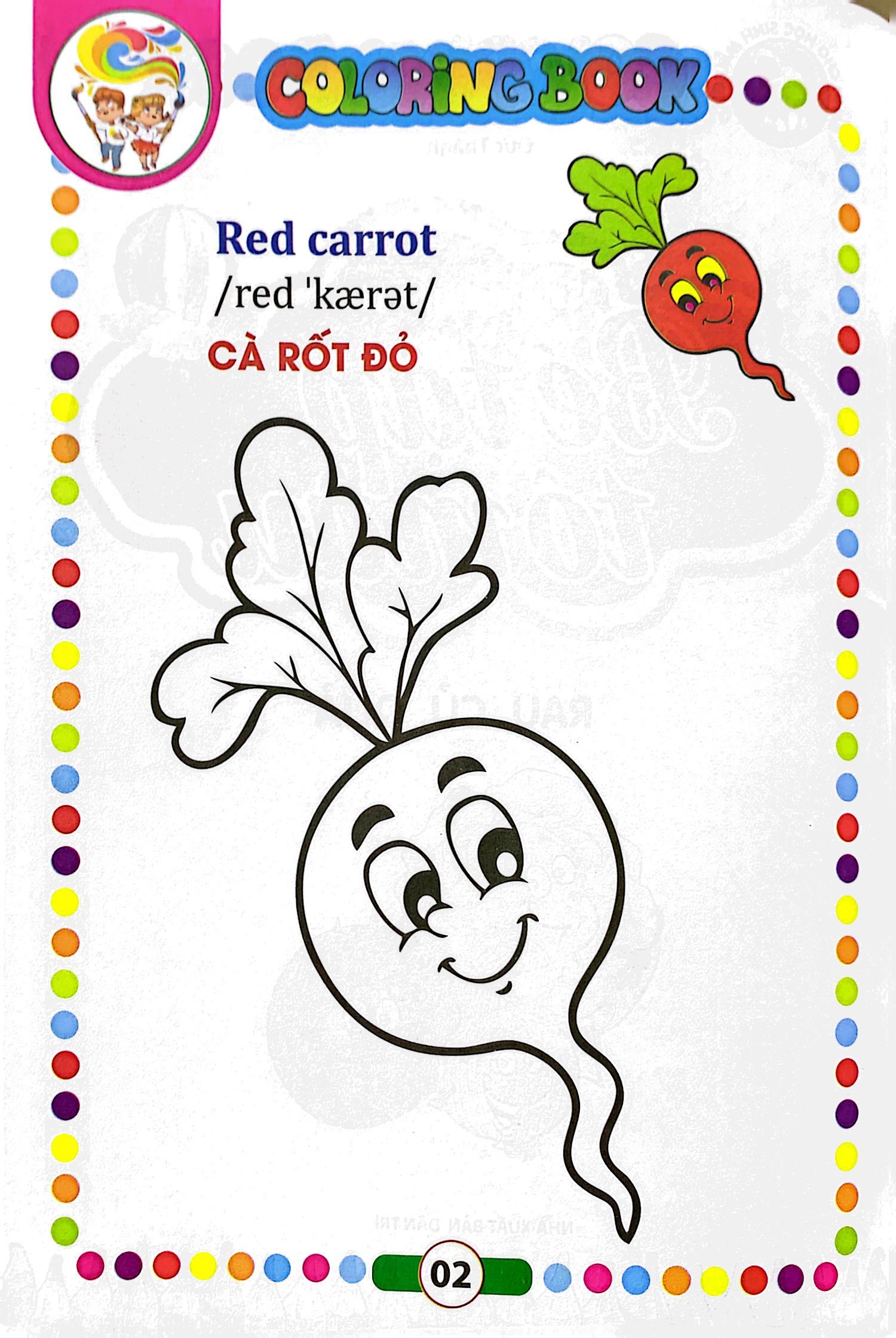 bé tập tô màu - song ngữ anh-việt - rau, củ, quả - Ảnh 3