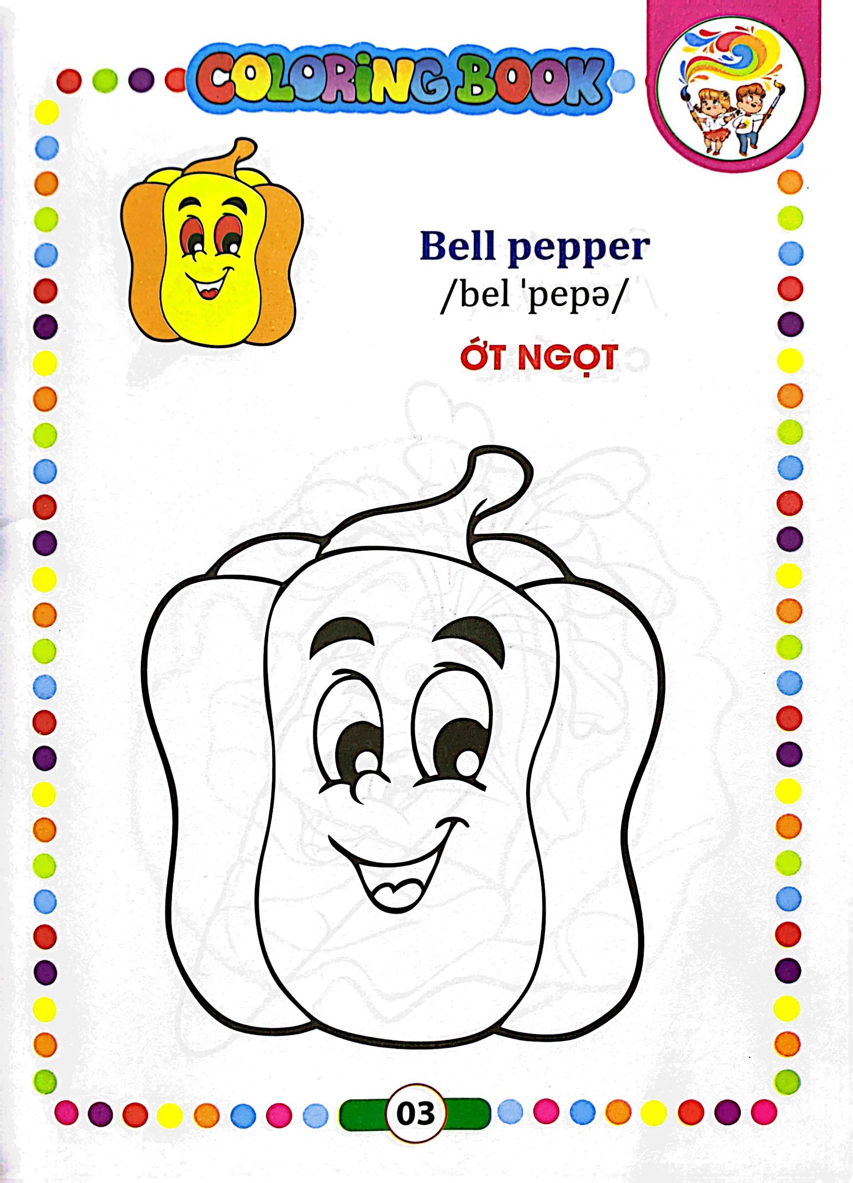 bé tập tô màu - song ngữ anh-việt - rau, củ, quả - Ảnh 4