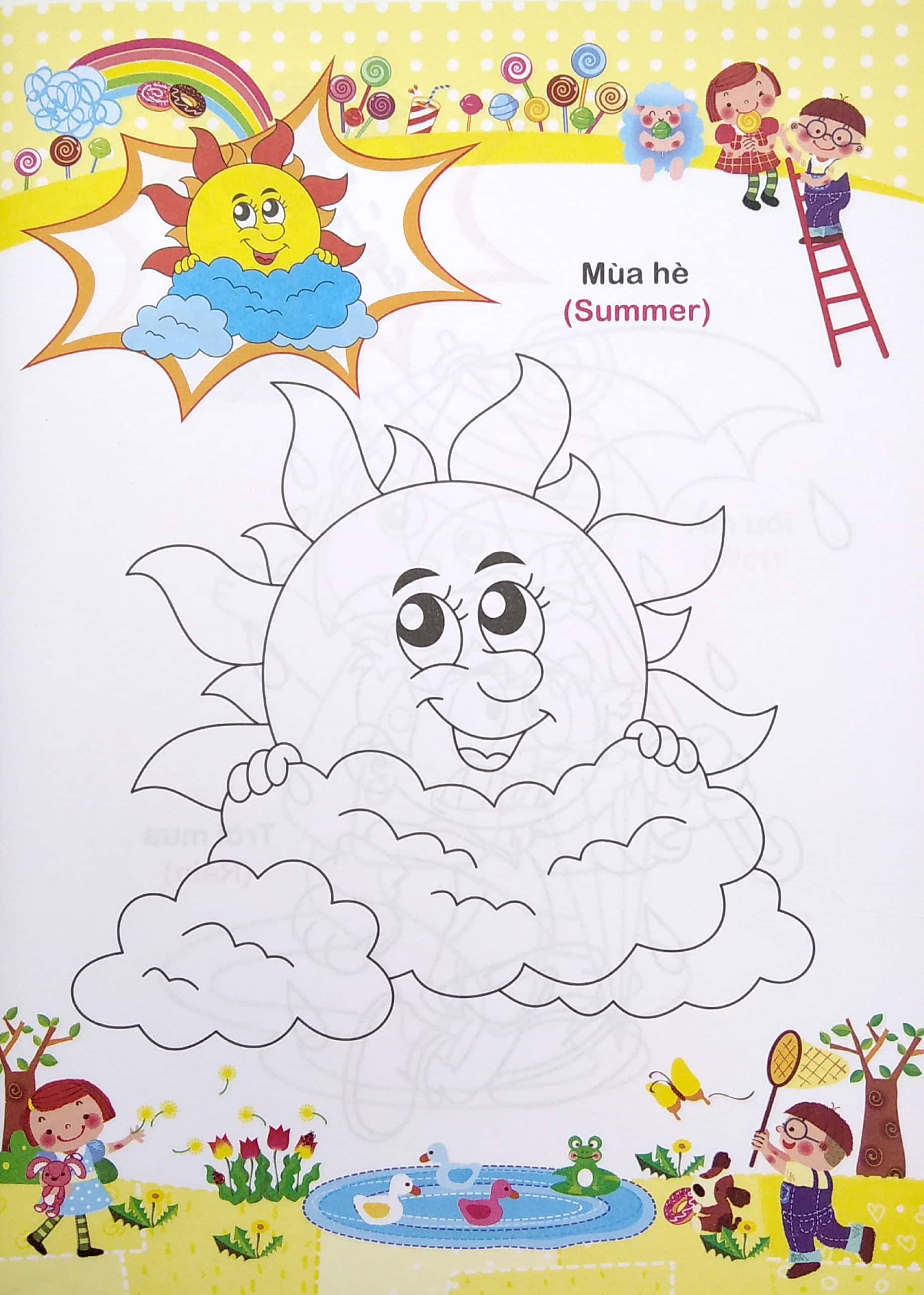 bé tập tô màu và học tiếng anh theo chủ đề - bé nhận biết thời tiết - Ảnh 4