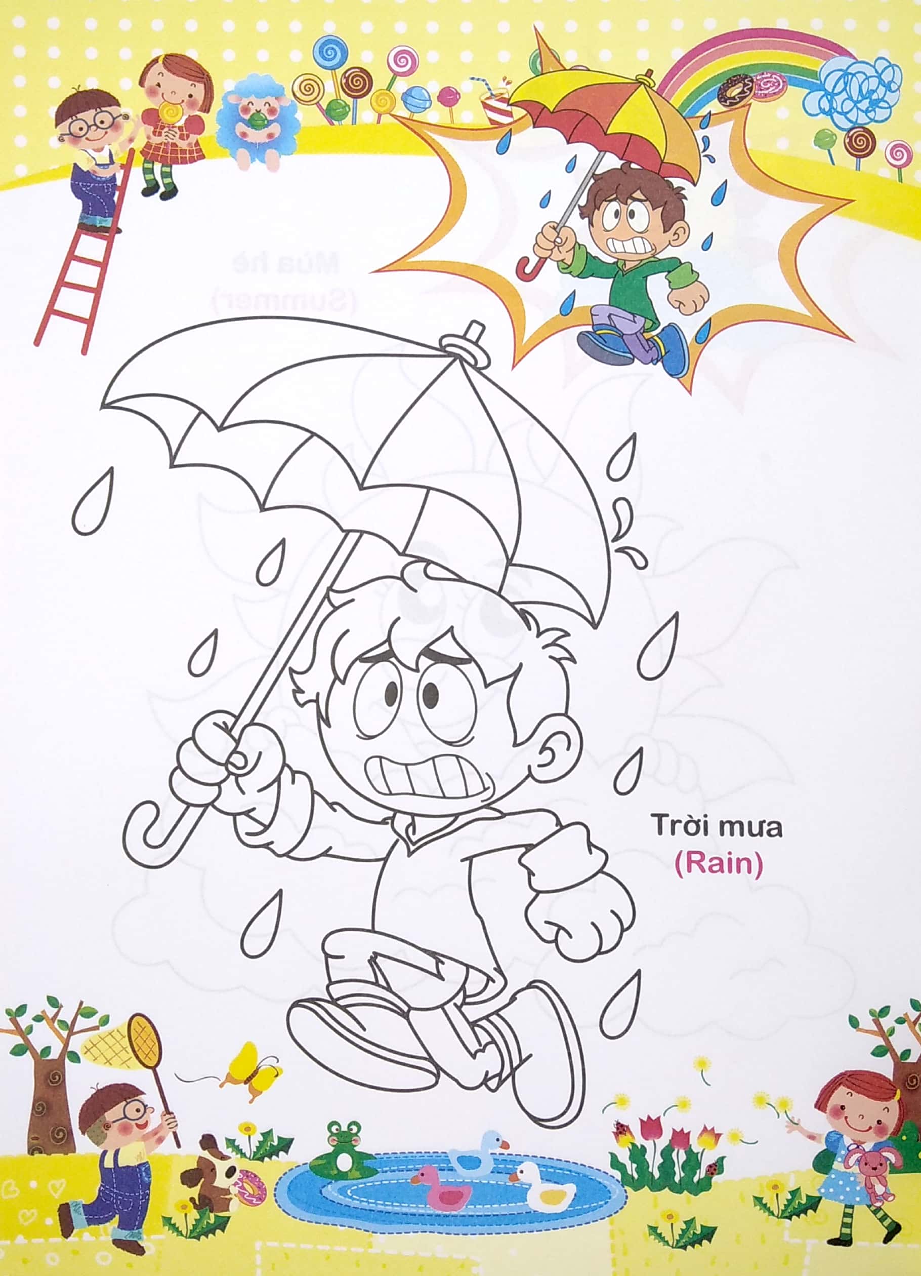 bé tập tô màu và học tiếng anh theo chủ đề - bé nhận biết thời tiết - Ảnh 5