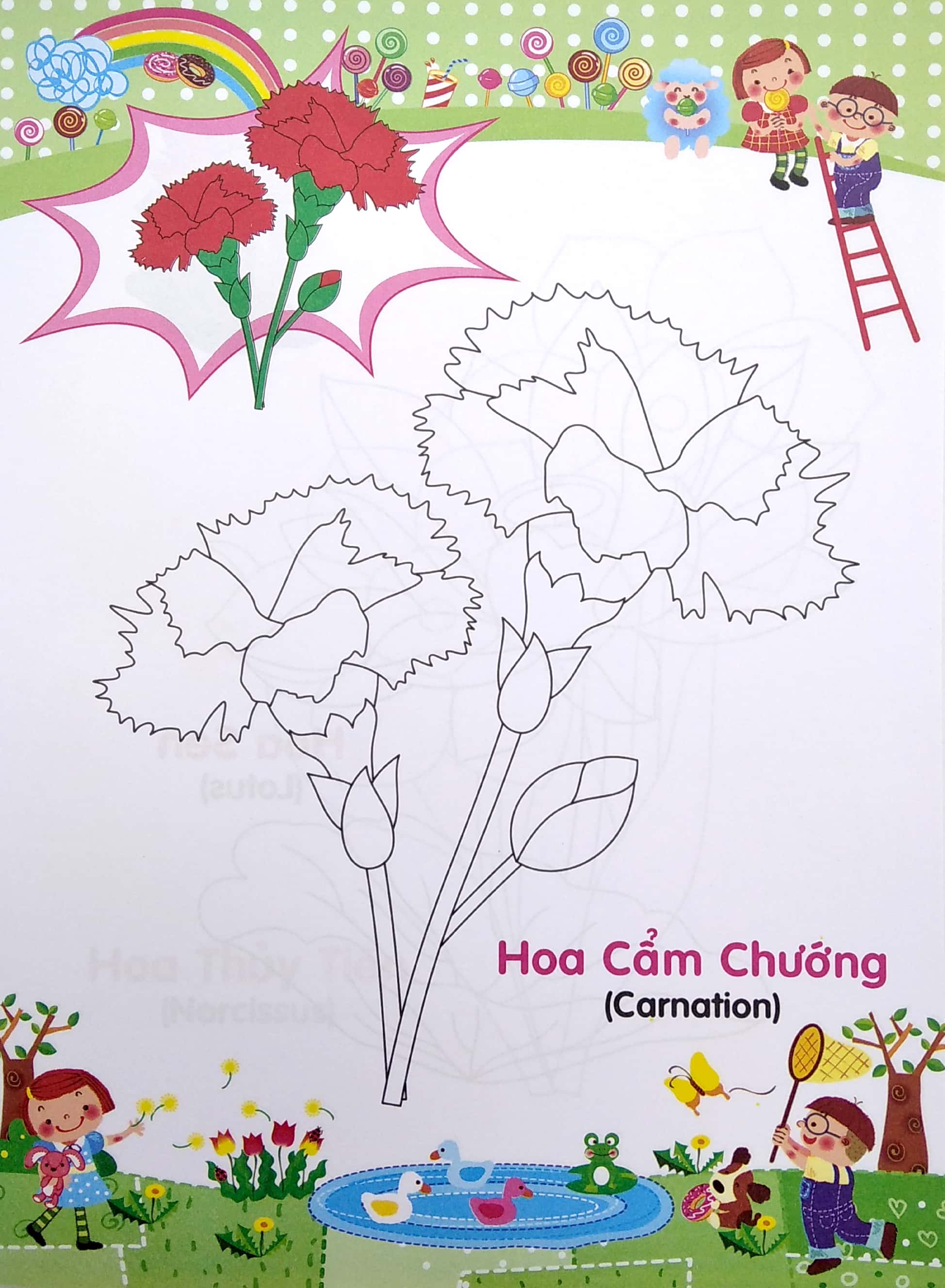 bé tập tô màu và học tiếng anh theo chủ đề - các loài hoa - Ảnh 4