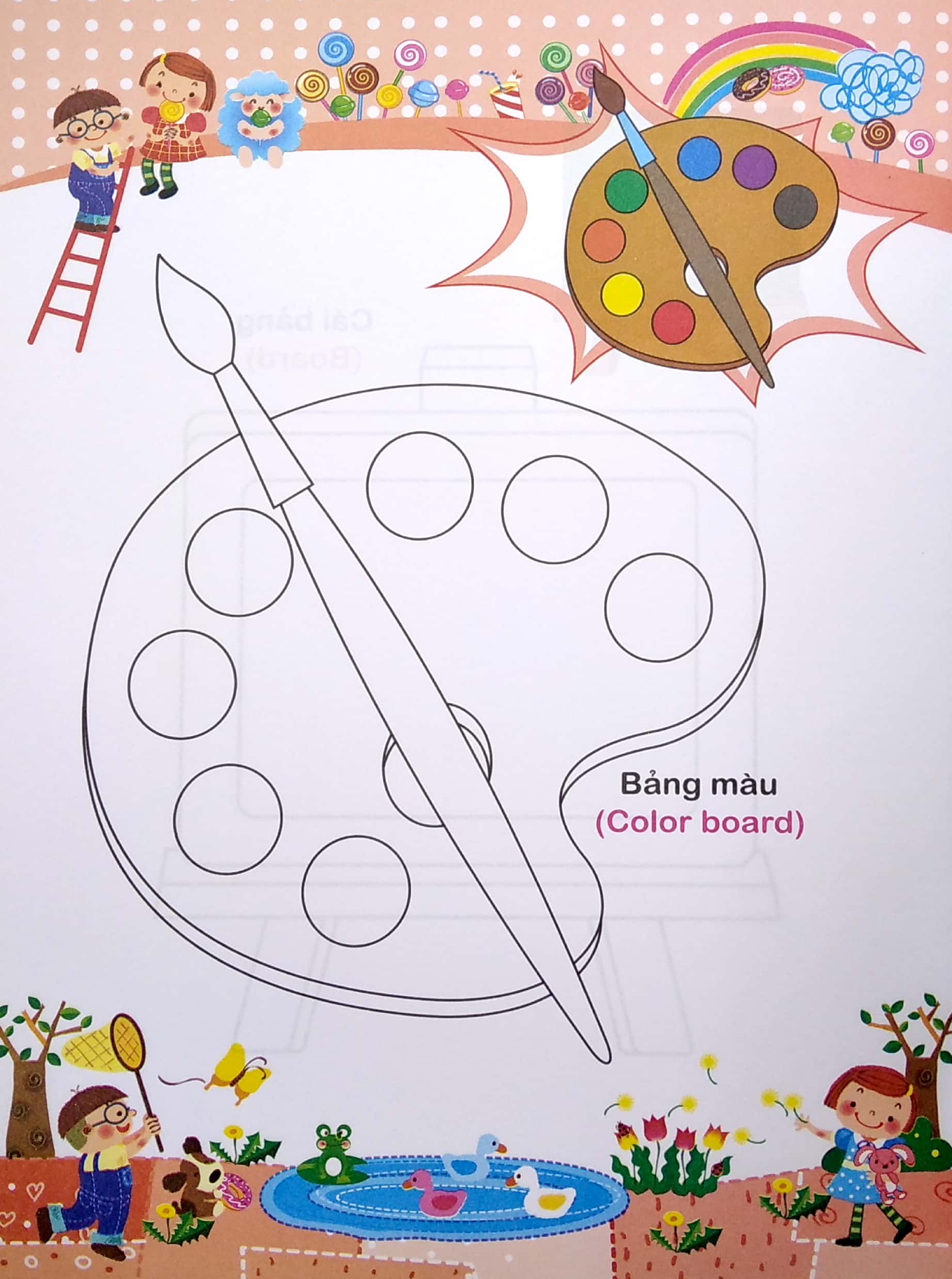 bé tập tô màu và học tiếng anh theo chủ đề - đồ dùng học tập - Ảnh 5