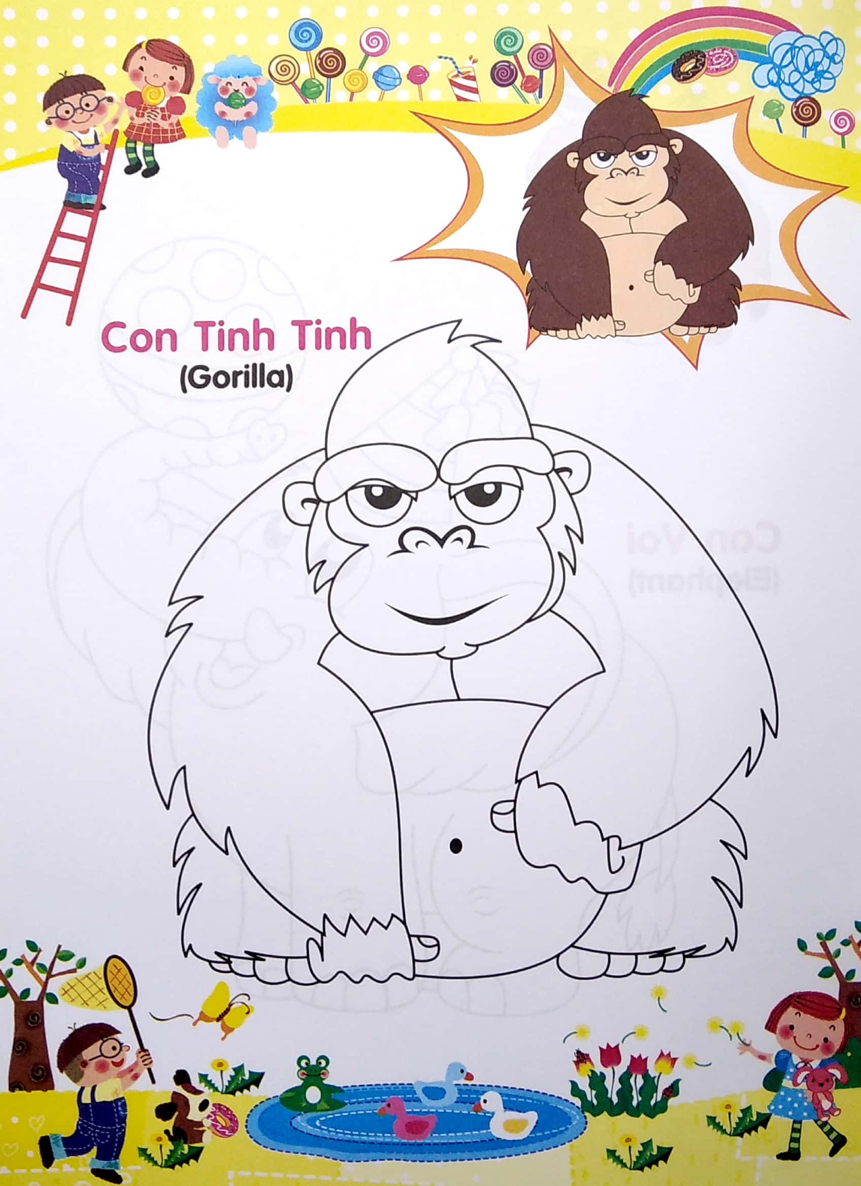 bé tập tô màu và học tiếng anh theo chủ đề - động vật hoang dã - Ảnh 5