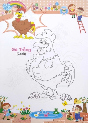 bé tập tô màu và học tiếng anh theo chủ đề - động vật nuôi - Ảnh 4