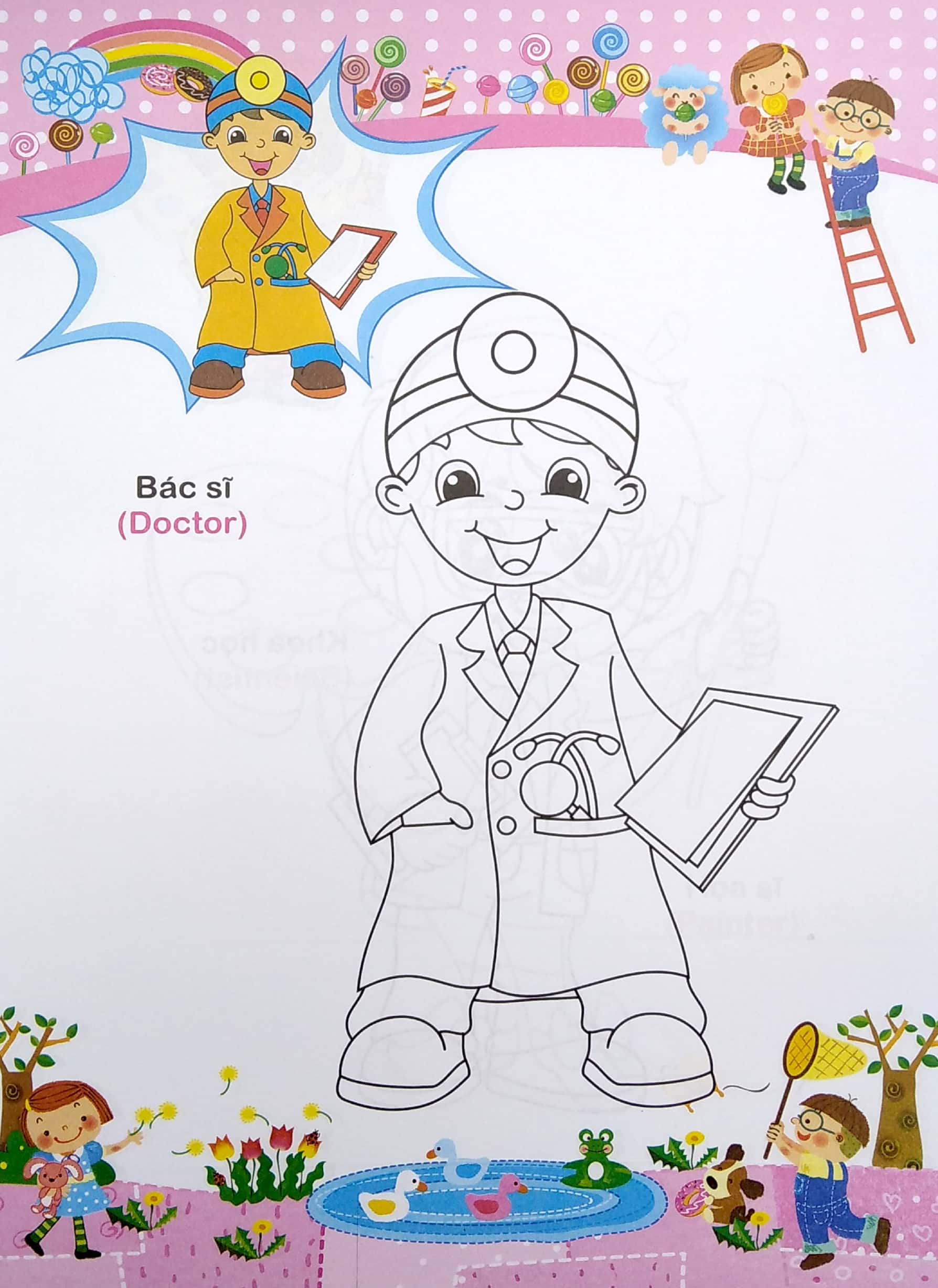 bé tập tô màu và học tiếng anh theo chủ đề - nghề nghiệp - Ảnh 4