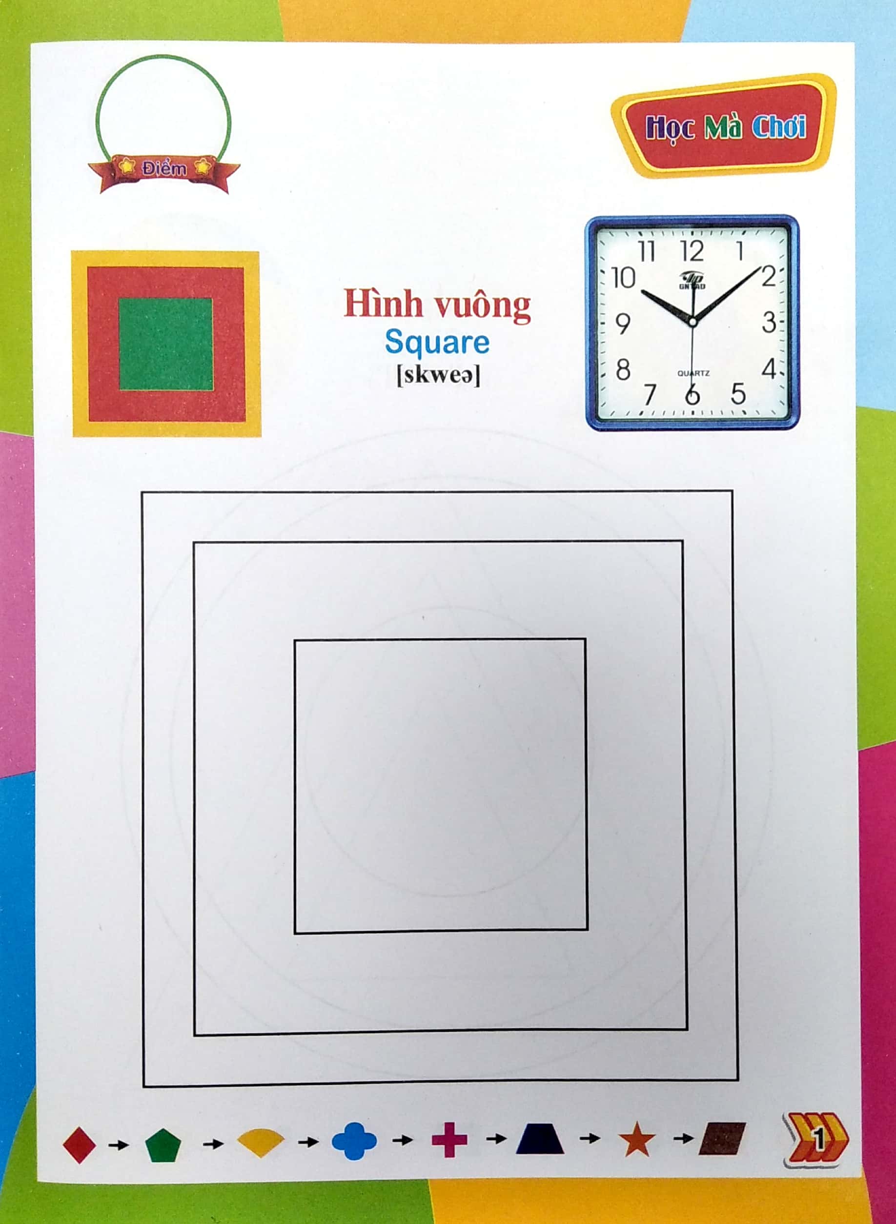 bé tô màu hình dạng và học tiếng anh​ - Ảnh 3