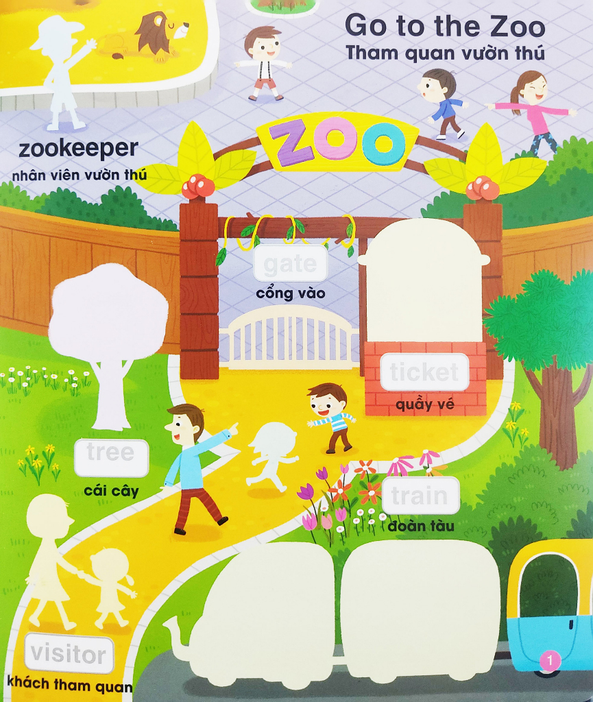 bé vui học tiếng anh cùng sticker - at the zoo - trong vườn thú - Ảnh 3