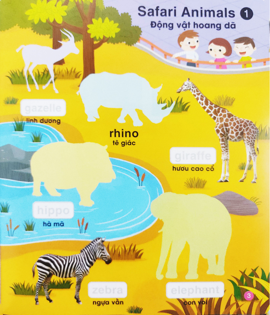 bé vui học tiếng anh cùng sticker - at the zoo - trong vườn thú - Ảnh 5