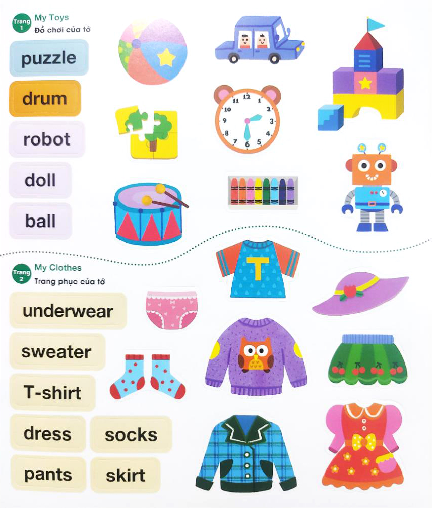 bé vui học tiếng anh cùng sticker - first words - những từ vựng đầu tiên - Ảnh 3