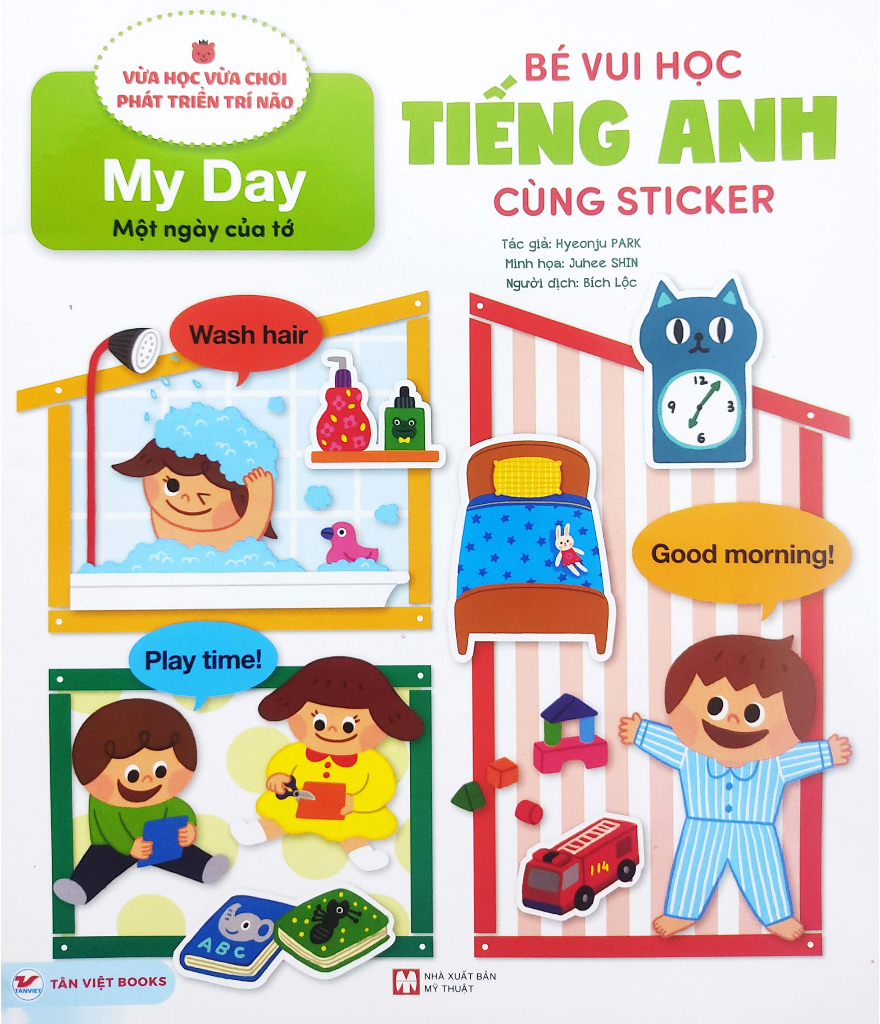 bé vui học tiếng anh cùng sticker - my day - một ngày của tớ - Ảnh 2