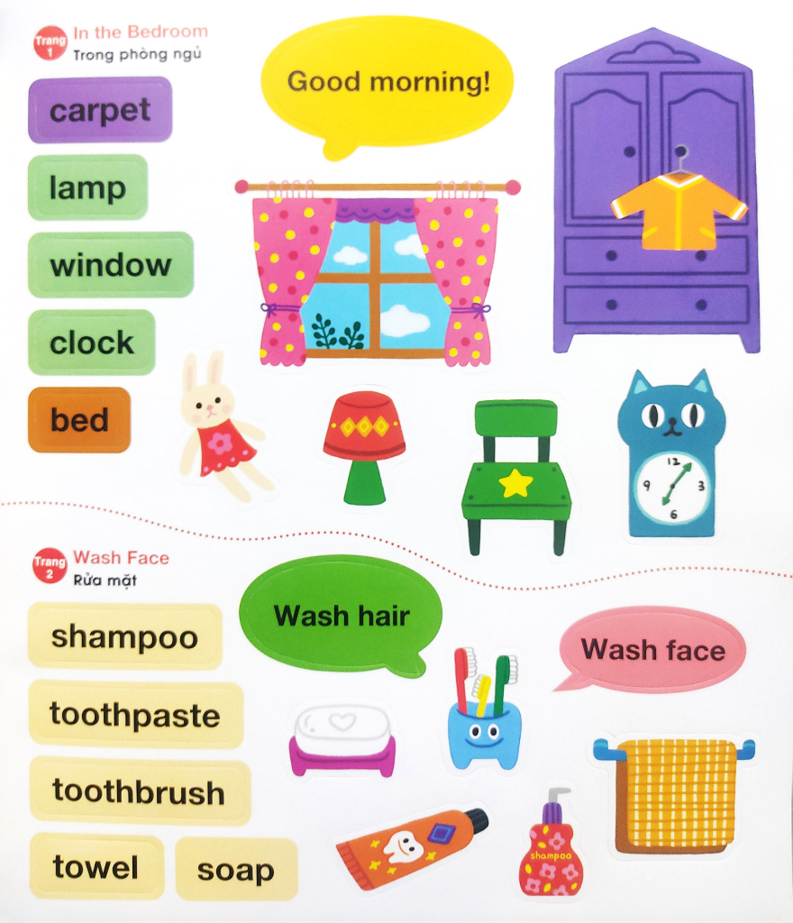 bé vui học tiếng anh cùng sticker - my day - một ngày của tớ - Ảnh 4