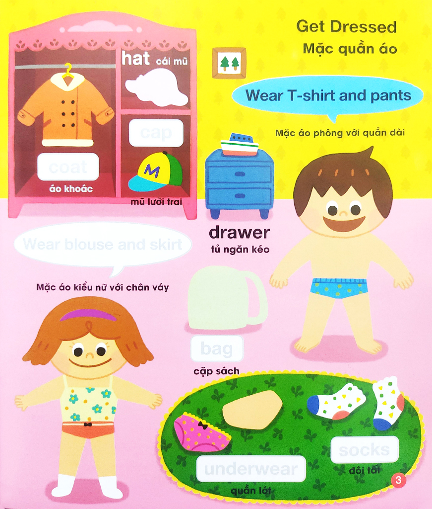 bé vui học tiếng anh cùng sticker - my day - một ngày của tớ - Ảnh 6