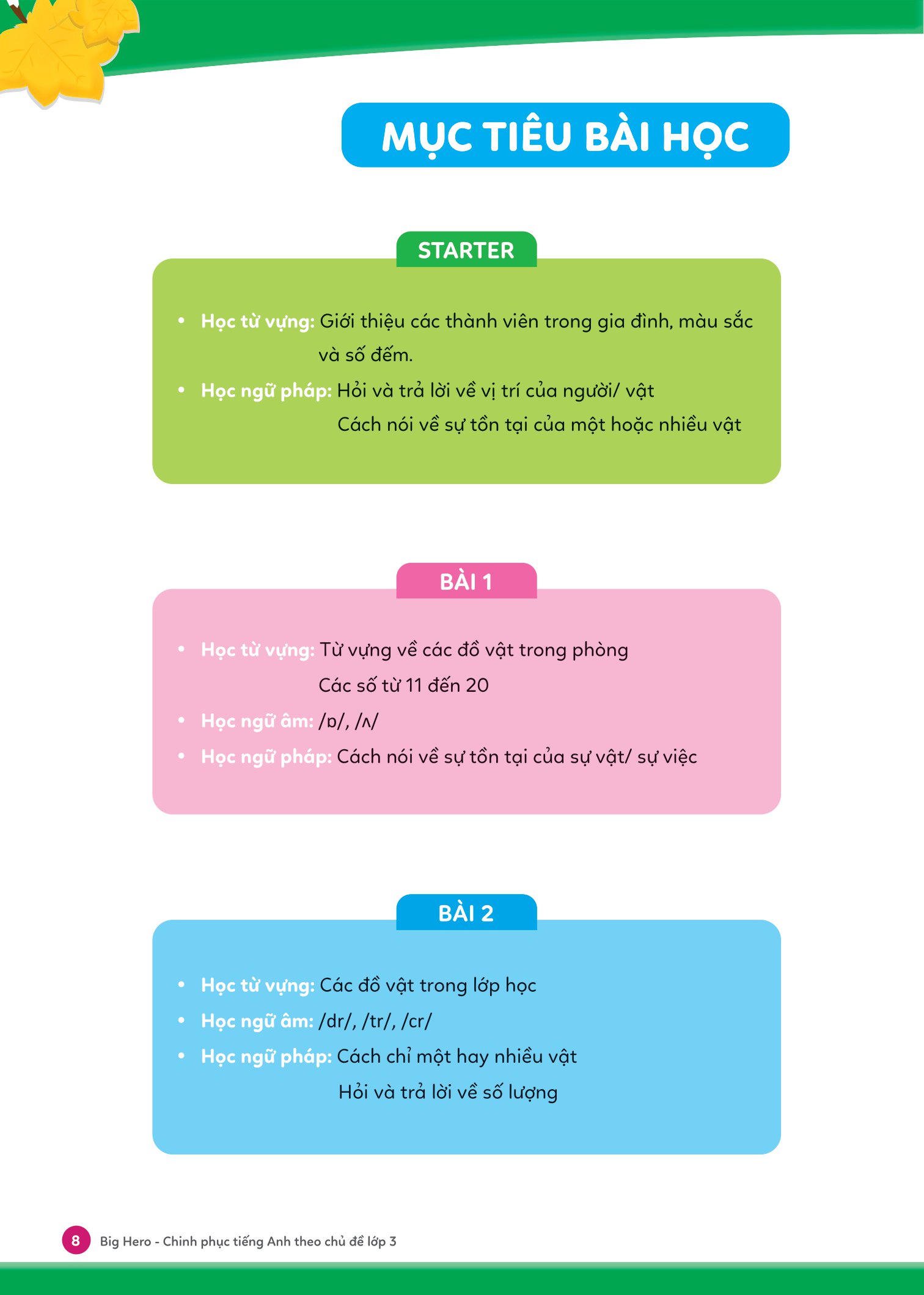 big hero chinh phục tiếng anh theo chủ đề lớp 3 - Ảnh 8