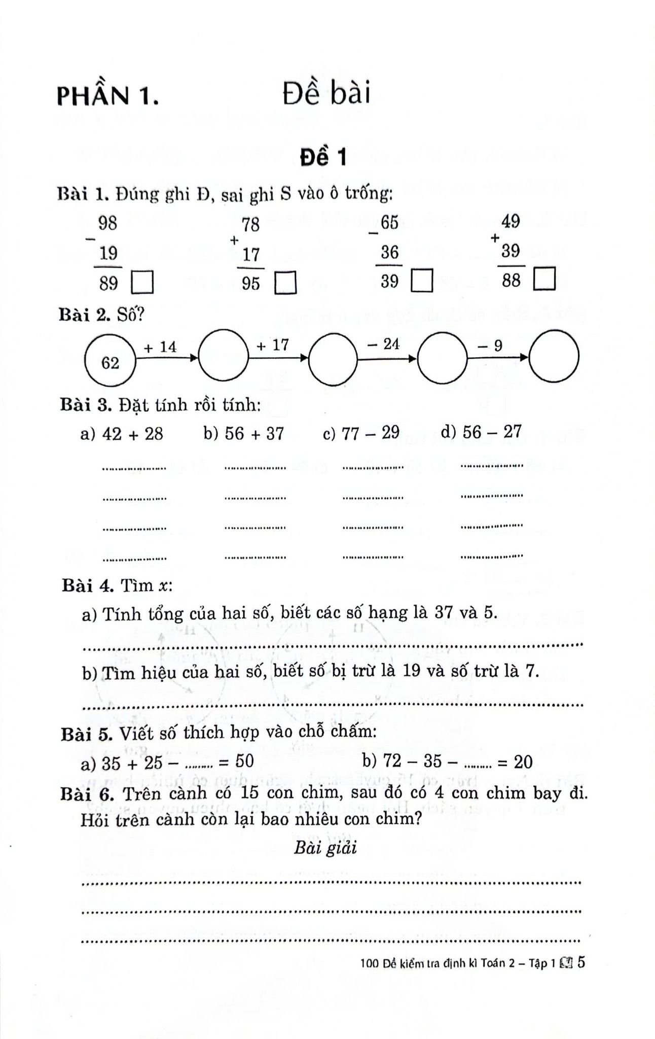 Bộ 100 Đề Kiểm Tra Định Kì Toán 2 - Tập 1 - Có Đáp Án Và Lời Giải (Biên Soạn Theo Chương Trình Giáo Dục Phổ Thông Mới) - Ảnh 6