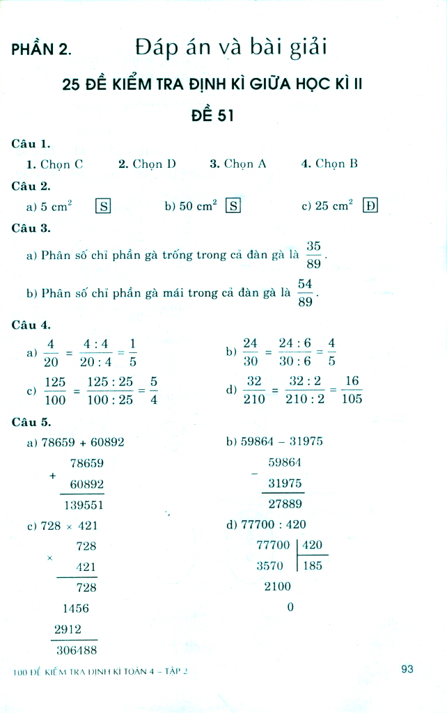 bộ 100 đề kiểm tra định kì toán 4 - tập 2 - có đáp án và lời giải (biên soạn theo chương trình gdpt mới) - Ảnh 9
