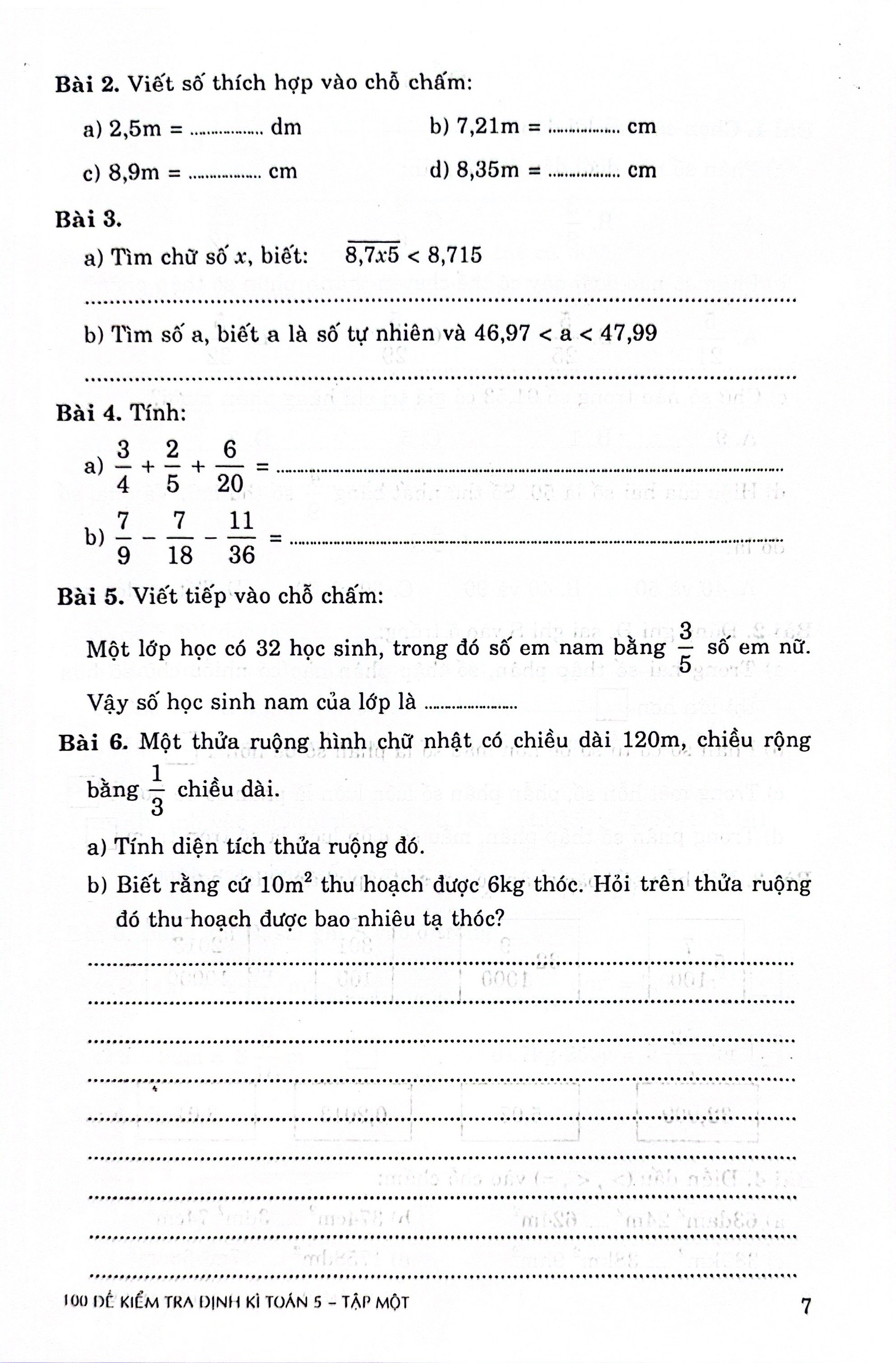 Bộ 100 Đề Kiểm Tra Định Kì Toán 5 - Tập 1 (Theo Chương Trình GDPT Mới) - Ảnh 6